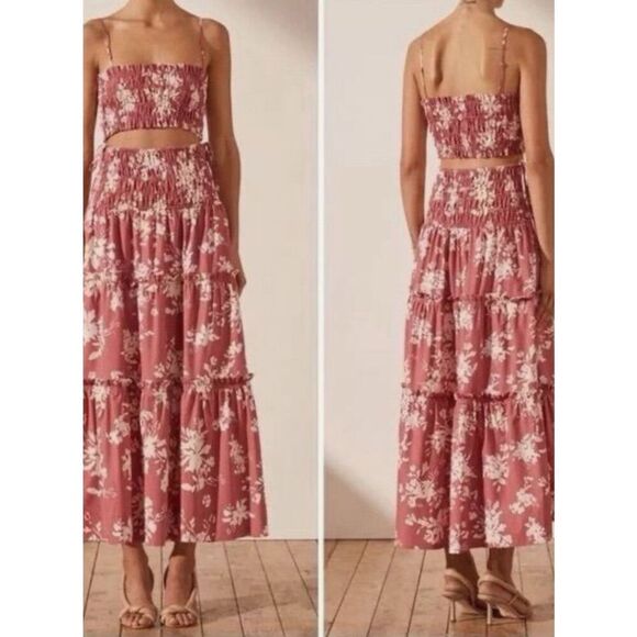 NWT House of Harlow 1960 Linen Spaghetti Strap Terracotta Smock Crop Top Medium - Picture 1 of 10